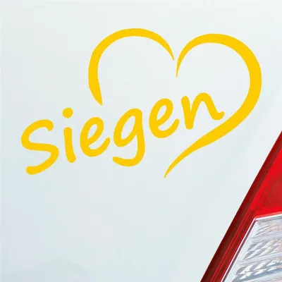 Produktbild von Auto Aufkleber Siegen Herz Stadt City Love Liebe Heimat 13,5x8 cm Gelb Sticker Heckscheibenaufkleber