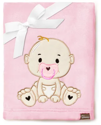 Produktbild von Be Mammy Kuschlige Babydecke Kuschel Decke Tagesdecke mit 3D Applikation 76 x 102 cm BE20-168 (Puderrosa - Mädchen, 76 x 102 cm)