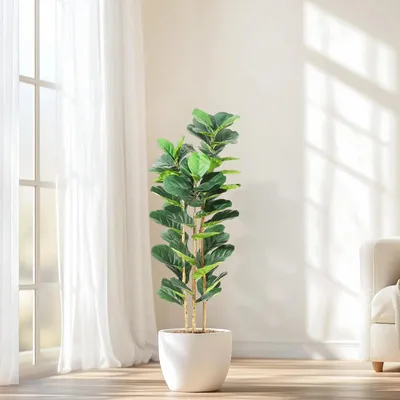Produktbild von Künstliche Geigenfeige (Ficus lyrata) - Kunstbaum - 150 cm Höhe - Innenbereich - Kunststoff - Bodenaufstellung