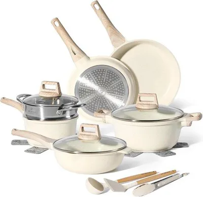 Produktbild von Famanu Kochtopfset 14-teilig - Induktionsgeeignet mit Glasdeckeln