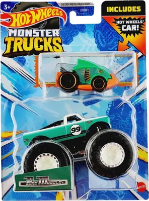 Produktbild von Hot Wheels Monster Trucks HKM14, Fahrzeug-Set, 3 Jahr(e), Metall, Kunststoff, Schwarz, Türkis