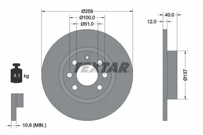 Obrázok produktu pre 2 brzdové kotúče Textar 259 mm vpredu pre Volvo 440 460 480