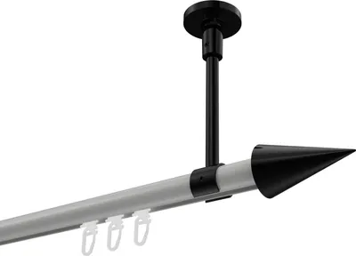 Produktbild von Interdeco Innenlaufstange / Gardinenstange mit Innenlauf Weiß / Schwarz, Typ Sonette Savio (Kegel) Deckenmontage, 20 mm Ø 1-läufig, 440 cm