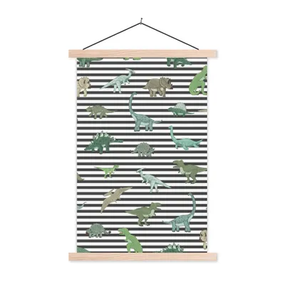 Obrázek produktu pro MuchoWow® Textilní plakát - Školka - Černá - Dinosaurus - Chlapci - Dívky - Děti - 40x60cm - S hnědými lamelami