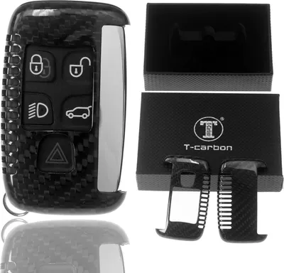 Produktbild von Auto Schlüssel Echt Carbon Schutz Hülle Hardcover Schwarz kompatibel mit Land Rover Evogue LV DisHardcovery 4 KEYLESS SMARTKEY
