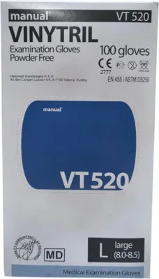 Produktbild von Vinyl-Nitril Handschuhe blau VINYTRIL 100 Stück | Größe L – Einweg Schutzhandschuhe