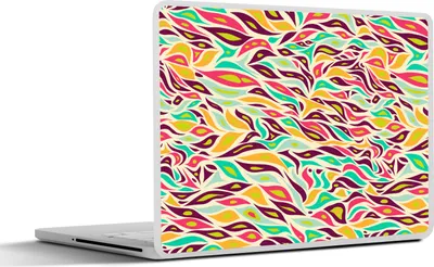 Produktbild von MuchoWow® Laptop Aufkleber Sticker Cover Blätter - Linie - Muster 32.5x23.5 cm - Sticker für Laptop - Selbstklebend