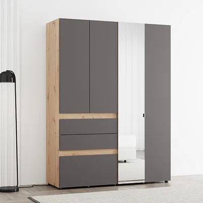 Immagine prodotto di Ushuaia - Guardaroba Grande, 155x208h cm Nero Antracite, 3 Ripiani