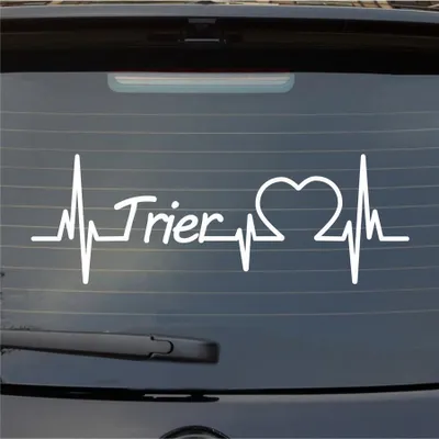 Produktbild von Heckscheibenaufkleber Trier Herzschlag Puls Stadt Liebe 55x19 cm Weiss Glanz Auto Aufkleber Sticker