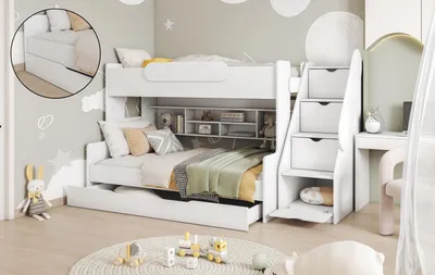 Produktbild von Etagenbett SMILE in weiß : 2 x Schaumstoffmatraze Matratze: 2 x Schaumstoffmatraze