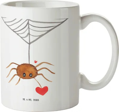 Produktbild von Mr. & Mrs. Panda Plastikbecher Spinne Agathe Liebe - Weiß - Geschenk, Pott, Haferl, Verliebt, Kindertrinkbecher, Liebesgeschenk, Trinklernbecher, Mehrwegbecher