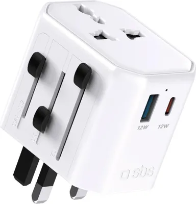 Zdjęcie produktu dla Adapter Podróżny Sbs Teadaptusbtcuni Usb-C Usb-A Uniwersalny - Biały