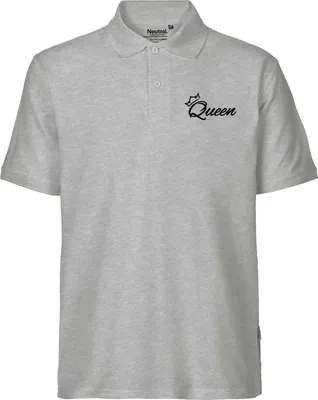 Produktbild von Huuraa Herren Polo Shirt Queen Krone M Sport Grey Bio Baumwolle Fairtrade Poloshirt Geschenkidee