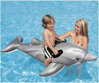 Produktbild von Aufblasbare Strandmatratze Delphin, 175 cm, Grau und Schwarz, Für Kinder, Gemischt