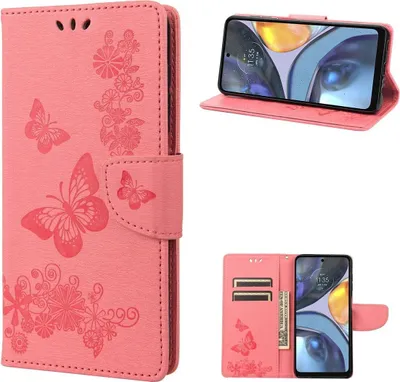 Produktbild von König Design Hülle kompatibel mit Motorola Moto G22 Kunstleder Handyhülle - Handy Case Rosa