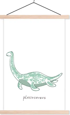 Produktbild von MuchoWow® Textilposter Kinderzimmer - Plesiosaurier - Dinosaurier - Junge - Mädchen - Kind 120x180 cm mit holzfarbenen Rahmen - Textil-Plakat