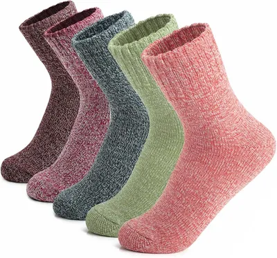Produktbild von 3 Paar Thermosocken Damen, mix colour, kuschelsocken Warme Wollsocken, Dicke Stricksocken Wintersocken Geschenk für Frauen, Größe Socken 36-41,A0511