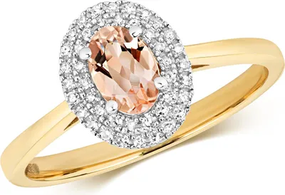 Produktbild von Exklusiver 9 Karat (375) Gold Cluster Damen - Diamant Solitärring Brillant-Schliff 0.14 Karat mit Morganit, 55 (17.5); TRS10923RSO