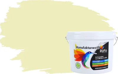 Produktbild von RyFo Colors Bunte Wandfarbe Manufakturweiß Leichtgelb 3l - weitere Grau Farbtöne und Größen erhältlich, Deckkraft Klasse 1, Nassabrieb Klasse 1