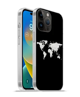 Produktbild von MuchoWow® Handyhülle Schutzhülle Hülle für Apple iPhone 14 Pro - Softcase Weltkarte - Muster - Schwarz Silikon Softcase Handy Hülle - Umschlag