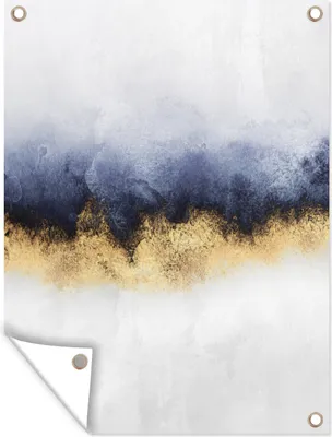 Produktbild von MuchoWow® 90x120 cm Outdoor-Poster Gartendeko Sichtschutz Garten Poster für den Garten  Abstrakt - Gold - Luxus