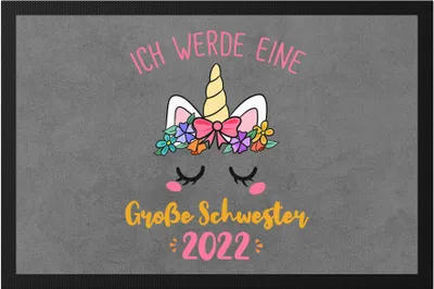 Produktbild von Ich werde Große Schwester 2022 Fußmatte Schwangerschaft Verkündung Geburt Big Sister Geschenk Einhorn