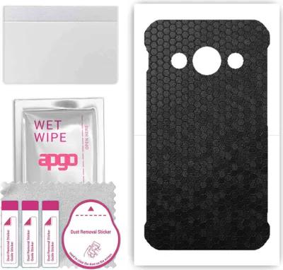 Produktbild von apgo Rückseite Schutzfolie, Skin, kompatibel mit Samsung Galaxy Xcover 3 G389F, Hinten Displayschutzfolie aus Vinylfolie, kratzfest, einfache Montage - Schwarze Honigwabe