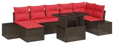 Produktbild von vidaXL Gartensofa-set 8 stk. Braun und Rot Poly-Rattan