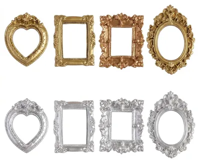 8 Mini-Fotorahmen Barockstil Gold/Silber für kleine Fotos