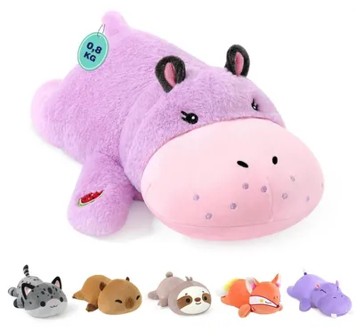 Immagine prodotto di Peluche a forma di ippopotamo, peso: 0,82 kg. Cuscino di peluche, dimensioni: 35 cm