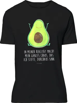 Produktbild von Mr. & Mrs. Panda T-Shirt Avocado Glücklich - Schwarz - Geschenk, S, Chaos, mit Spruch, Freude, oberteil, Lustiges, Tshirt