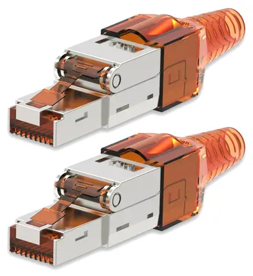 Produktbild von Netzwerkstecker CAT7 RJ45 2 Netzwerk Stecker geschirmt Werkzeuglos Zugentlastung