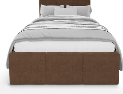 Produktbild von Muralo POLSTERBETT für Schlafzimmer Polsterbett mit Bettkasten und Gasdruckfeder Bett mit Polsterkopfteil Einzelbett 90x200 Bett mit Stauraum Braun