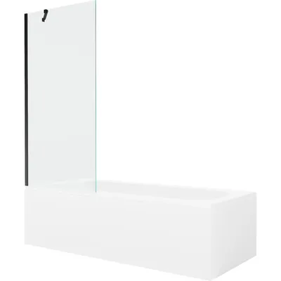 Obrázek produktu pro Mexen Vega obdélníková vana 150 x 70 cm s pláštěm 1-křídlovou zástěnou 80 cm, Průhledné, Černá - 550115070X9508000070