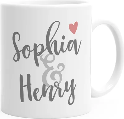 Produktbild von personalisierte Kaffee-Tasse mit Namen und Herz personalisierte Geschenke Liebe Hochzeit Valentinstag SpecialMe® weiß Keramik-Tasse