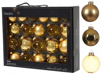 Produktbild von Set mit 21 goldenen Weihnachtskugeln aus Glas