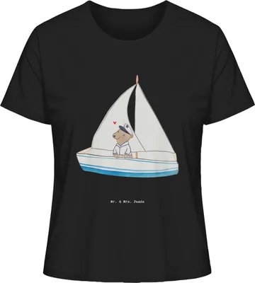 Produktbild von Mr. & Mrs. Panda Damen T-Shirt Bär Segeln Größe S - Schwarz - Geschenk, Segeltörn, Jersey Shirt, Oberteil, Basic, Kurzarmshirt, Segelschule, Segelboot, Baumwollshirt
