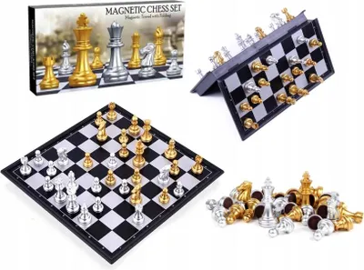 Produktbild von Magnetisches Reiseschach Elegante Goldene Schachfiguren 20X20Cm