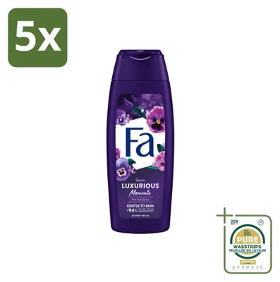 Immagine prodotto di 5 confezioni di crema doccia "Fa Luxurious Moments" - Rosa e Violetta - 250 ml - Confezione risparmio - 5 pezzi