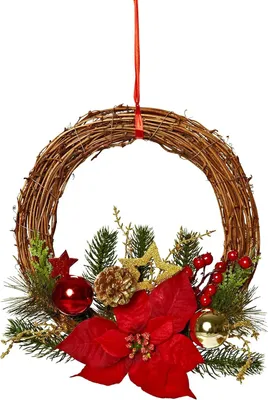 Couronne Décorative De Noël Composée De Branches De Sapin Et Accrochée