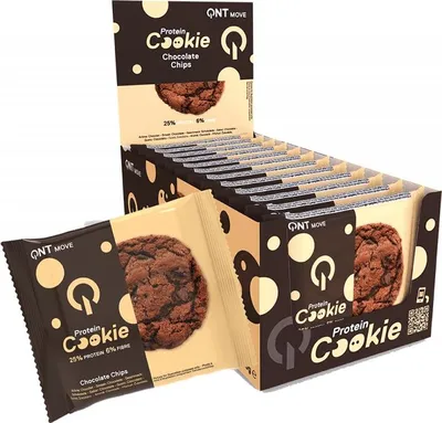 Produktbild von QNT Protein Cookie (12x60g) Chocolate Chips - Funktionelle Lebensmittel - Eiweiß-Snacks