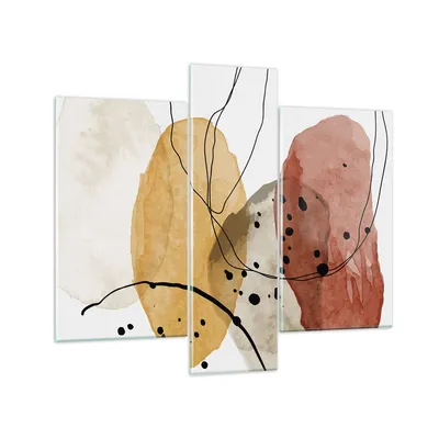 Produktbild von Bilder auf glas - 3 Teile - Aquarell Abstraktion Formen - 95x80cm - Glasbilder - Wandbilder - Bilder - zum Aufhängen bereit - Wanddekoration aus Glas - Glas Bilder - Wandbild auf Glas - GCB95x80-4658