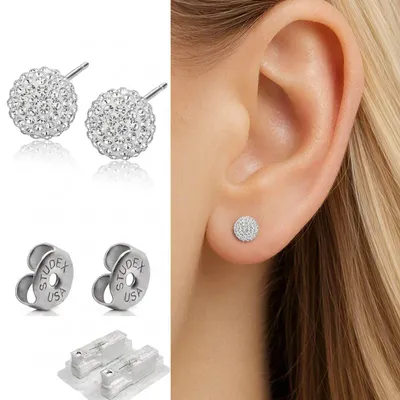 Produktbild von Medizinische Ohrringe Fireball Ohrstecker "Shamballa" Studex System 75 Weiß
