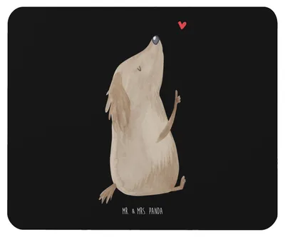 Produktbild von Mr. & Mrs. Panda Mouse Pad Hund Liebe - Schwarz - Geschenk, Mousepad, Sprüche, Mauspad, Hunde, pc, Herz, mousematte, laptop