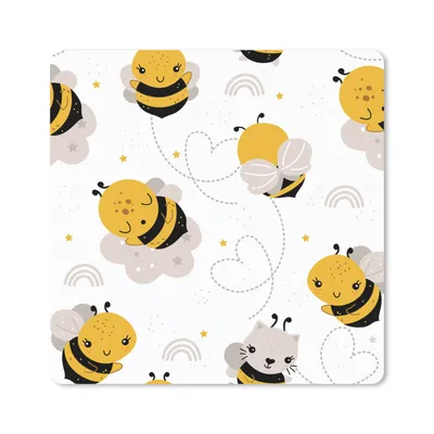 Produktbild von MuchoWow® Mauspad Mousepad Bienen - Muster - Kawaii 30x30 cm - Mousepads - Maus Mat - Pad - Mausunterlage - Gaming