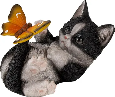 Produktbild von Clayre & Eef Figur Katze 14x8x11 cm Schwarz Weiß Kunststoff