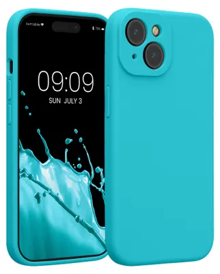 Produktbild von kwmobile Silikon Case für Apple iPhone 15 Hülle - Soft gummierte Handyhülle, Schutzhülle Cover in Cool Glacier