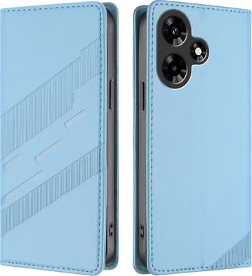 Produktbild von Hülle für Infinix Hot 30i, Kunstleder Brieftaschen Handyhülle mit Kartenfach und Standfunktion Hellblau