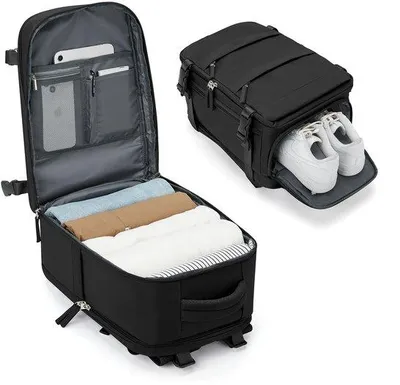 Immagine prodotto di Zaino da cabina per aereo 40x20x25 cm, impermeabile, con scomparto per scarpe e tasca per laptop da 14 pollici, nero
