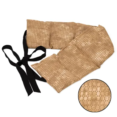 Produktbild von Bio-Dinkelkissen 7-Kammer mit Band, 65x15 batik-gold. Wärme-Gürtel, langes Kissen zum Binden, Rücken